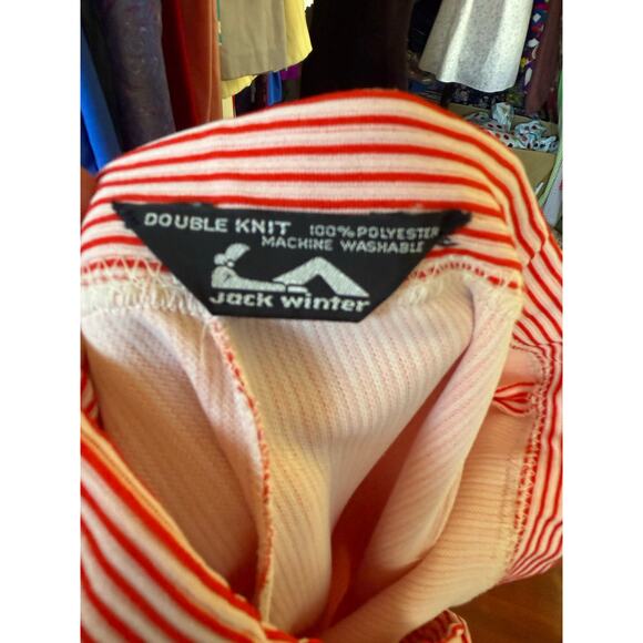 Vintage 70’s Jack Winter Red White Striped Outfit Blouse Pant Set Large Holiday - Picture 8 of 8